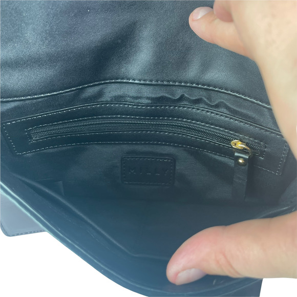 Milly Plum Leather Foldover Envelope Lock Closure Chain Cross Body Bag - Picture 5 of 9